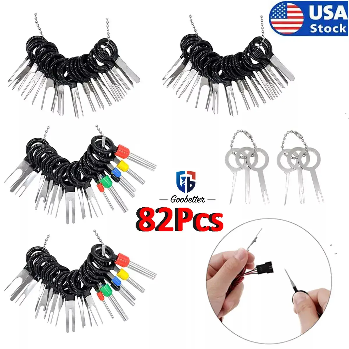 82Pcs Pin Ejector Wire Kit Extractor Auto Terminal Removal Connector Puller Tool 82Pcs Pin Ejector Wire Kit Extractor Auto Terminal Removal Connector Puller Tool