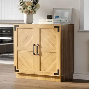 Sideboard Buffet Cabinet, 31.5in Small Farmhouse Kitchen Cupboard Coffee Bar Storage Cabinet with Adjustable Shelves for Living Dining Room Entryway