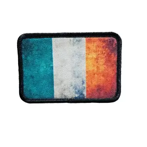 Distressed Republic of Ireland flag 2"x3" Morale Patch with Hook and Loop Backing for Clothing and Bags