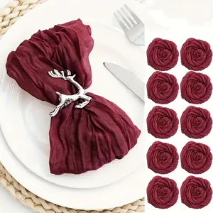 6-Piece Cheese Cloth Napkins Bohemian Home Tablecloth 50x50 Cm, Perfect for Weddings Bridal Shower Christmas Parties Picnics Self-Service Buffet
