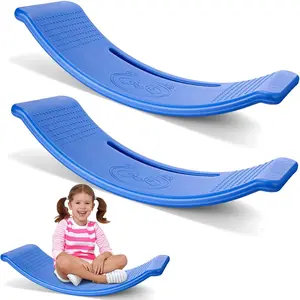 2 Pack Plastic Wobble Teeter Totter Balance Board for Kids Indoor Outdoor Toddler Toys for Exercise Motor Skills Gaming Blue