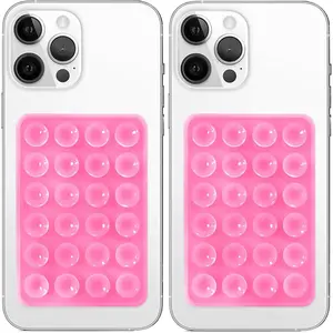 Anteel 2 Pack  Suction Phone Case Mount, Non Slip Sticky Grip for Cellphone, Silicon Adhesive Suction Cup Mount,  Grip Holder for Selfies and Videos (Pink)