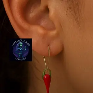 Falling Starr Jewelry Glass Red Chili Pepper Handmade Earrings Unique Personalized Accessory Lightweight Comfortable Gift