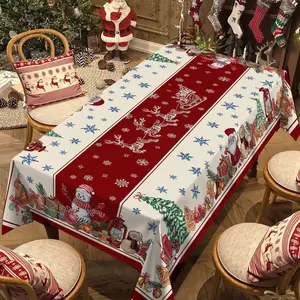 Rectangular Christmas Tablecloth, Gingerbread Man Snowman Design, New Year Party and Dinner Decorations, Best Christmas Gift