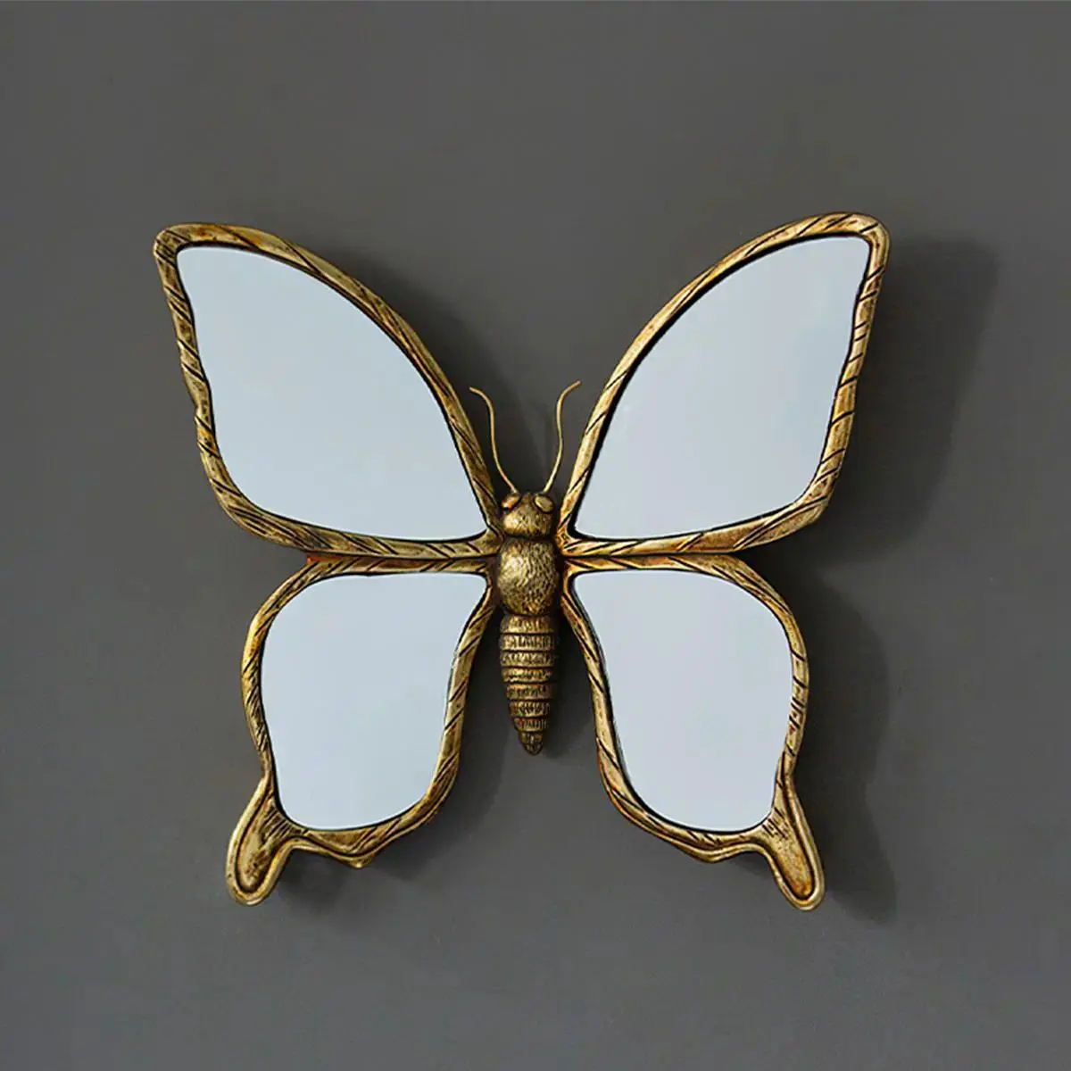 Butterfly Design Wall-mounted Mirror, 1 Count Vintage Resin Butterfly Wall Hanging Decor Home Decor for Living Room or Bedroom