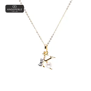 ANGEPERLE S925 Silver Akoya Seawater Pearl Pendant 5-5.5mm TKJ24-K