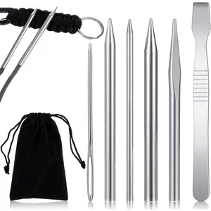JJUNW 6Pcs Paracord Accessories - Paracord Tools, Jig, Needle, Lacing, Stitching for Leather Work
