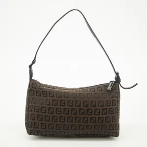 Pre-owned FENDI Canvas Shoulder Bags Zucca Brown Pochette Accessories Shoulder Bag #2473