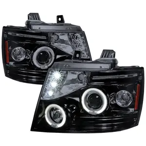 2007-2013 Chevrolet Avalanche/ 2007-2014 Tahoe Suburban Dual Halo Projector Headlights (Glossy Black Housing/Smoked Lens)