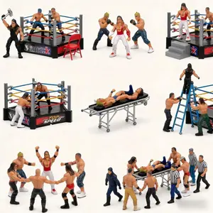 Wrestling Toy Set, Articulated Wrestler Figures with Wrestling Ring & Full Accessories. Fun Family Bonding Toy, Great for Birthday Party Favors,Collectible Display, Ultimate ,Gift for Boys