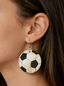 Vintage Worn Leather Stud Earrings, Sporty European Cup Ball Shape, All Season Artificial Leather Jewelry, Unisex Fashion Accessory