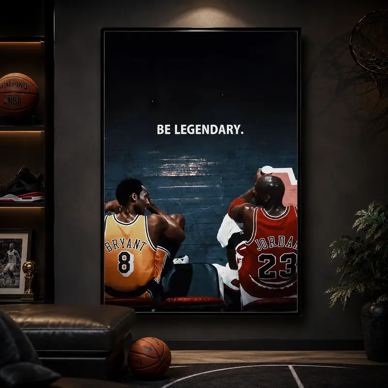 Legendary Basketball Icons Wall Art, Motivational Sports Quote Poster, Inspirational Athlete Wall Decor, Canvas Wall Art Print, Basketball Motivation Poster, Sports Room Decor for Bedroom Gym Dorm Office Man Cave, Gift for Basketball Fans