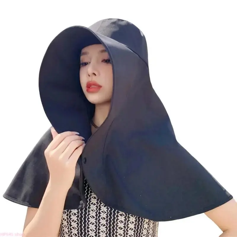 Women's Fashion Solid Color Wide Brim Sun Hat - Lightweight Breathable Sun Defender Hat, Round-Top Slouchy Oversized Smart Outdoor Accessory, Elegant Daily Headwear for Beach Vacation, Garden Leisure, Round-Top Hats, Slouchy Oversized Hats