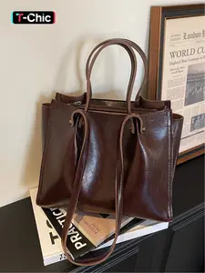 Large capacity retro versatile tote bag PU high-end and stylish versatile Vintage shoulder bag pleated simple casual crossbody bag personalized simple hand-held armpit bag for work, shopping, outdoor commuting bag Casual commuter bag