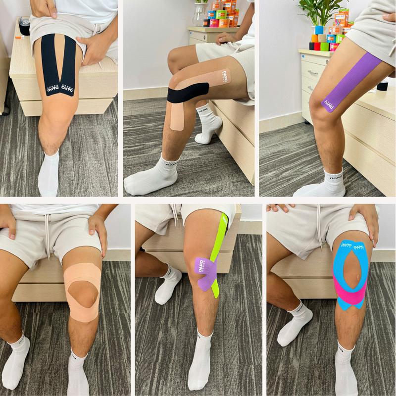 Dapo Kinesiology Tape, muscle support tape, sports tape, flexible sports tape, for wrapping knees and ankles, 20 pre-cut pieces, 5cm x 25cm.