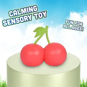 Giant Sweet Cherry Stress Relief Tool, Dual Cherry Sensory Food, 5.5 Inch Soft Fruit, Adult Pressure Release, Easter Basket Filler