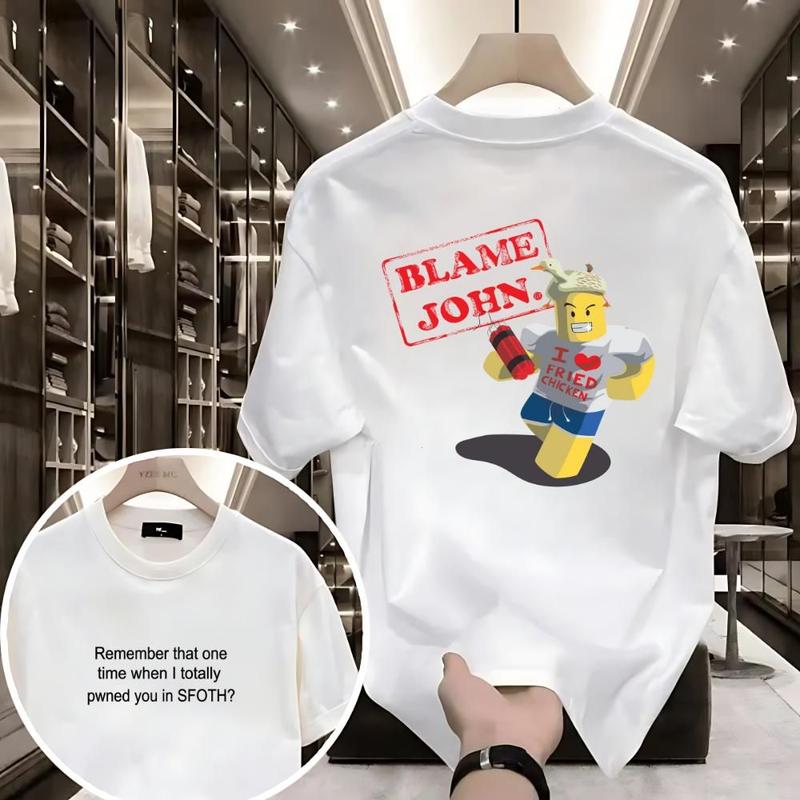 [Sale Up To 50%] [100% Cotton] Roblox Tshirt, Shedletsky Blame John Tshirt, Shedletsky Forsaken Shirt, Roblox Shirt For Men,Blame John Tee, Gamer Shirt, Oversized, Unisex, Top