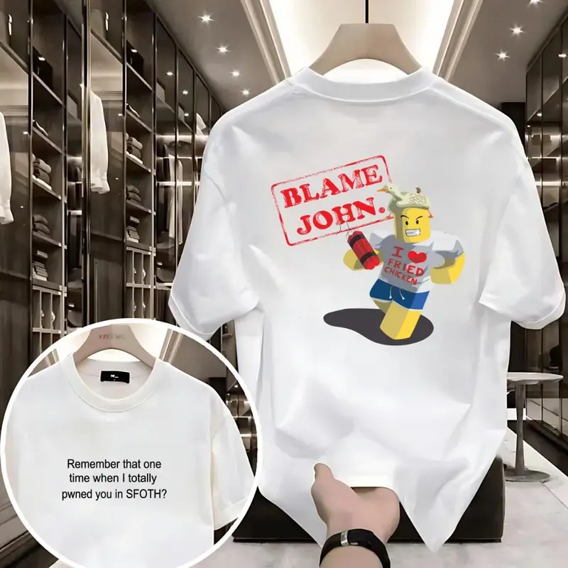 [Sale Up To 50%] [100% Cotton] Roblox Tshirt, Shedletsky Blame John Tshirt, Shedletsky Forsaken Shirt, Roblox Shirt For Men,Blame John Tee, Gamer Shirt, Oversized, Unisex, Top