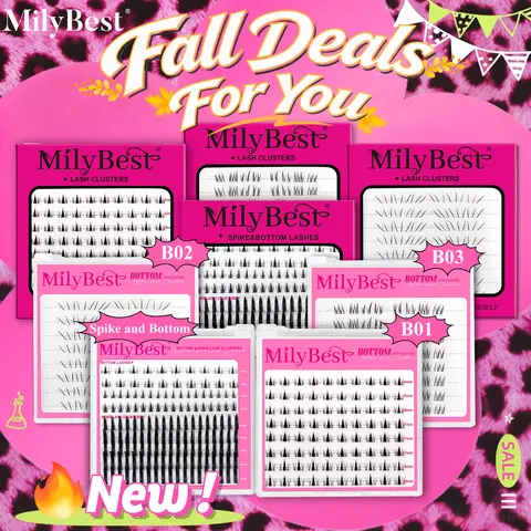 MilyBest MB01-MB03 Spike & Bottom Natural Wispy Eyelash Clusters, 0.07mm Invisible Thin Band, 6-8mm Waterproof Long-Lasting Reusable False Lashes for Beginners, Makeup Tutorial Compatible (Glue & Tweezers Not Included),falldealsforyou