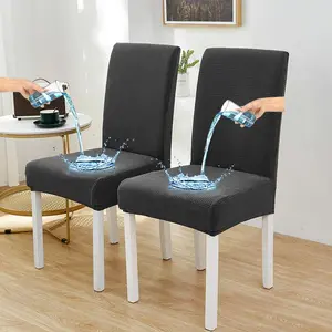Solid Color Waterproof Dining Chair Cover, 2/4/6 Counts Removable Washable Chair Slipcover, Chair Protector for Home Kitchen Dining Room, Chair Covers Set