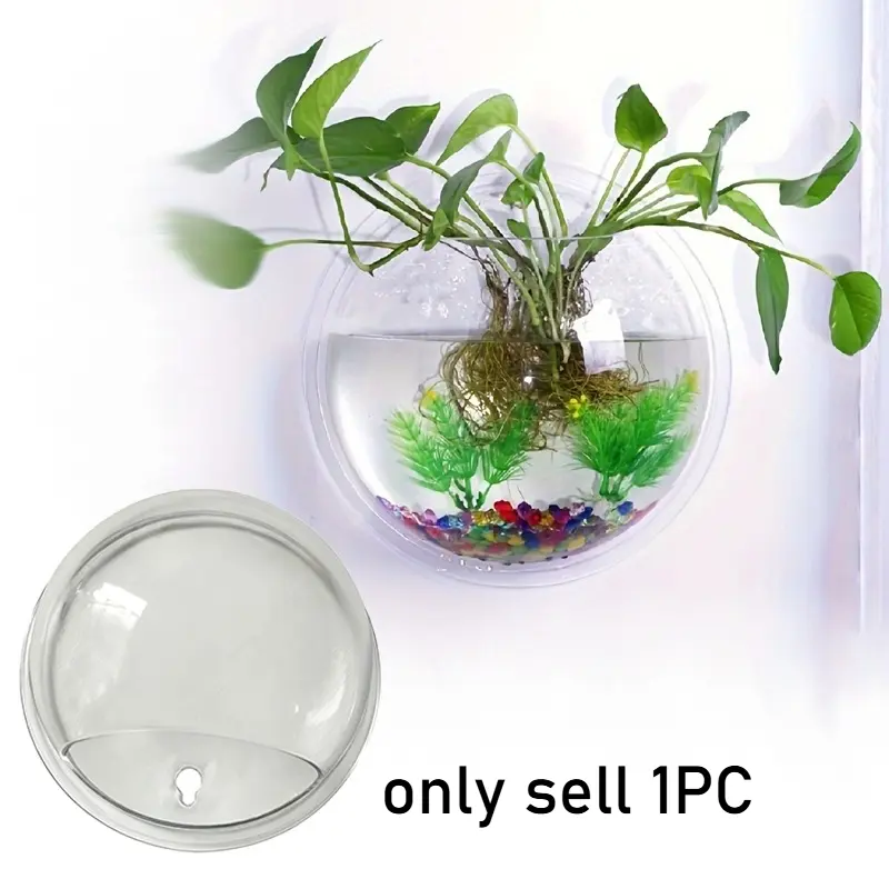 Punch-Free Wall-Mounted Creative Flower Pot, Mini Fish Tank, Plastic Fish Bowl, Fishbowl, Retro Flower Wall Garden, Plant Jar, Rimless Aquarium, Aquarium Landscape, Air Purification, Hydroponic Planting, for Indoor/Outdoor Home Decoration Vase