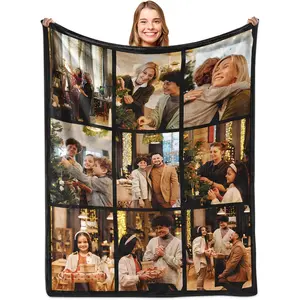 Custom Blanket with Picture, Customized Throw Photo Blankets Personalized Birthday Gifts for Women, Mother in Law, Grandma Family Anniversary Christmas - 9 Photos Collage