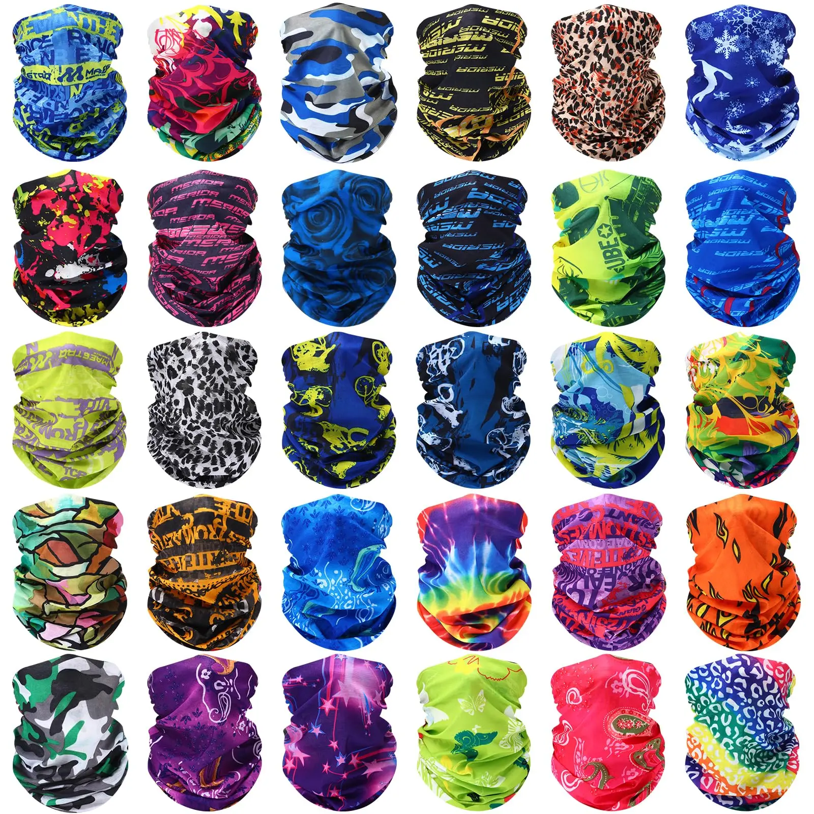30 Neck Gaiters Scarf Elastic Wrap Headband Absorbing Bandana For Women Men Sports Yoga Running