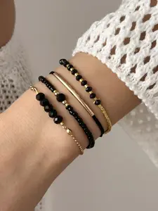 4 Piece Boho Beaded Bracelet Set, Stackable Bracelets, Unisex Hand Chain, Perfect for Daily Wear, Valentine's Day, Mother's Day, Father's Day Gift