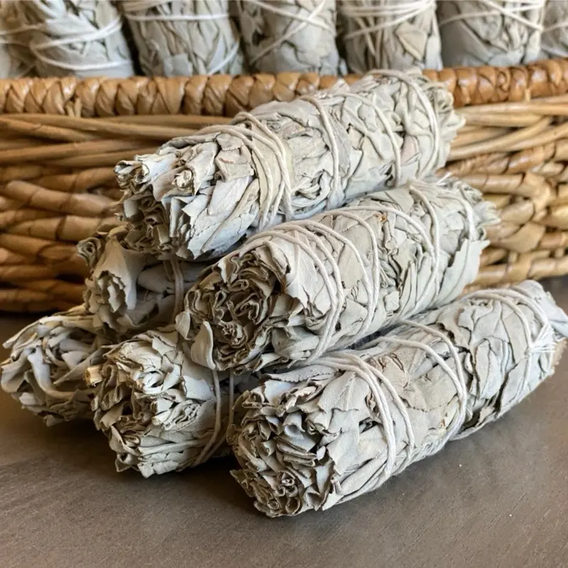 Handcrafted 4 Inch White Sage Sticks Fresh Natural California Sage Smudge Sticks with Instructions & Blessings for Cleansing House Negative Energy Other Smudging Rituals Freshener Aroma