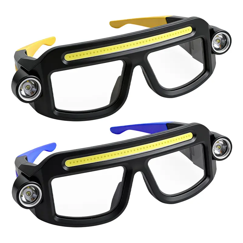 2Pack Rechargeable Headlight Glasses,Rechargeable Headlamp, 5 Modes Safety Glasses with Light,Waterproof Head Light for Running, Cycling, Camping,Night Work