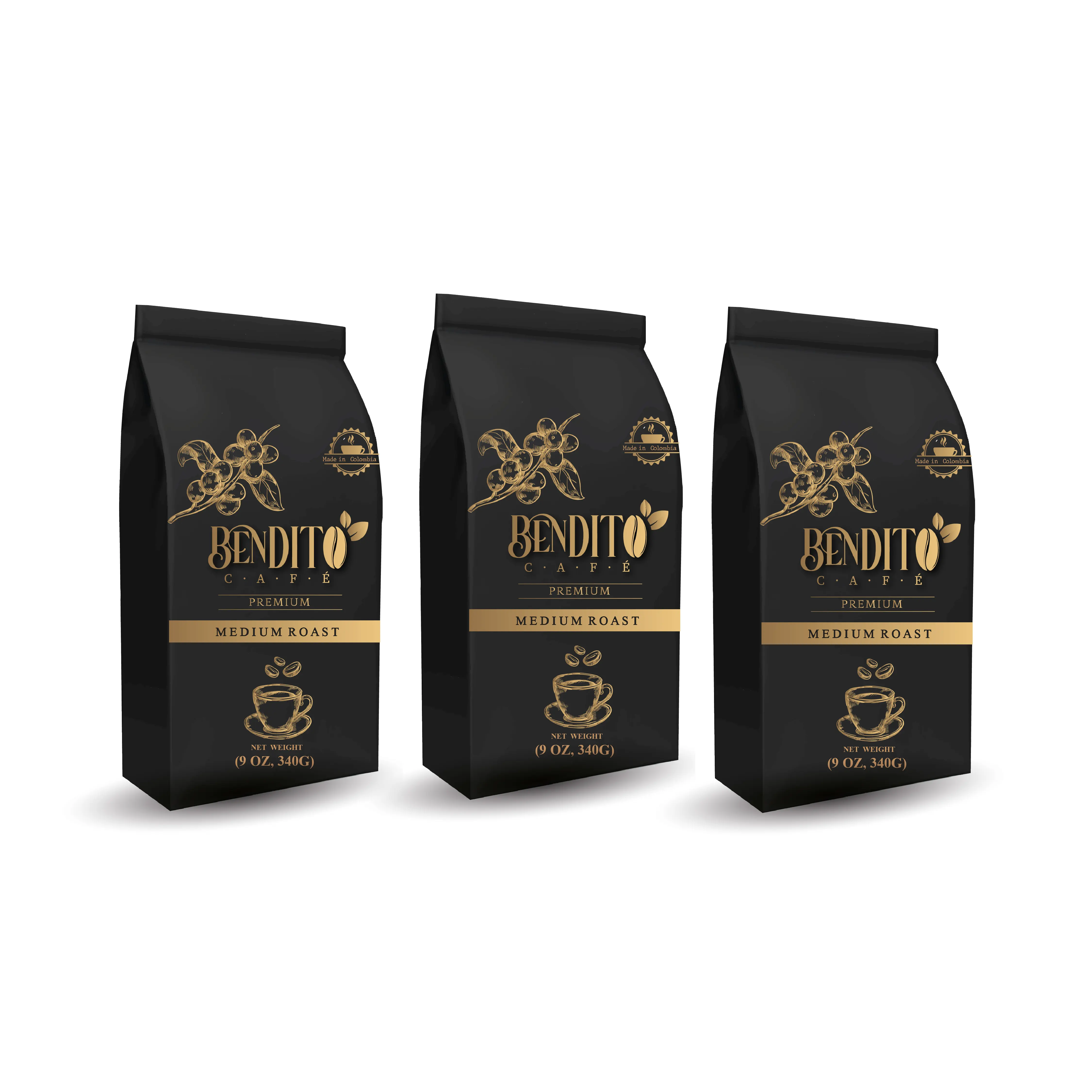 Bendito Café – Ground Coffee, Fresh Medium Roast, 340g (Pack of 3) – 100% Colombian Coffee
