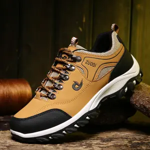 Men's Breathable Lace-Up Hiking Sneakers Non-Slip Durable PU Upper Comfort EVA Insole Yellow & Black Geometric Design All-Season Low-Top Casual Shoes for Outdoor Adventures