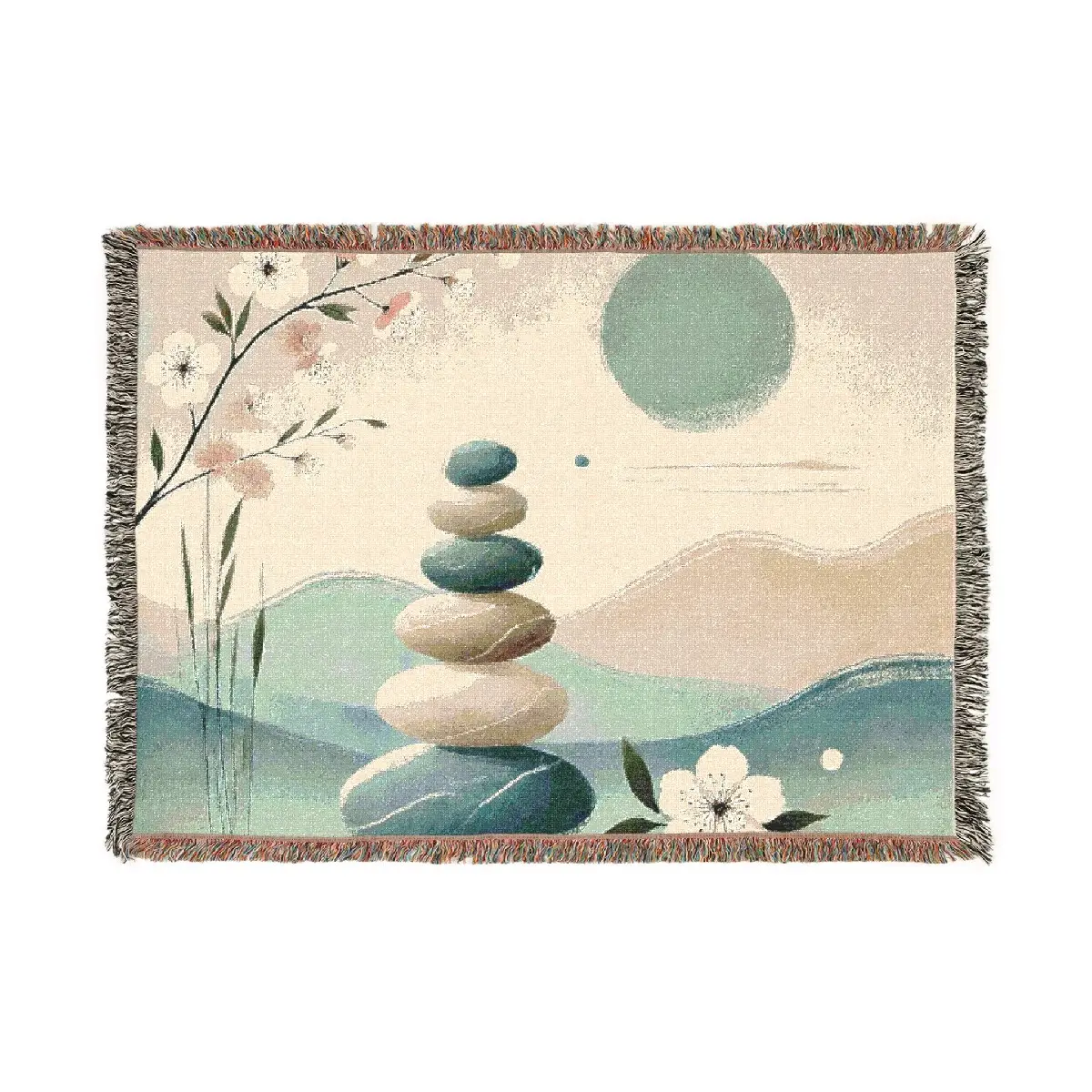 Tranquility Blossom Woven Blanket - Elegant Design with Stacked Flowers, Soft Fabric, and Cozy Fit