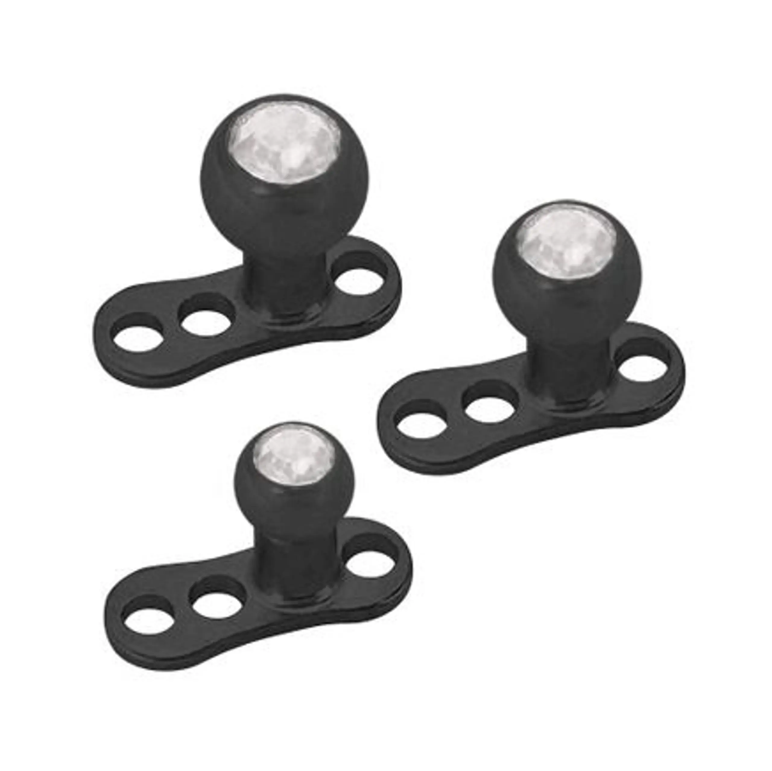 Black Titanium 3 Hole Dermal Anchor with Jeweled Bead