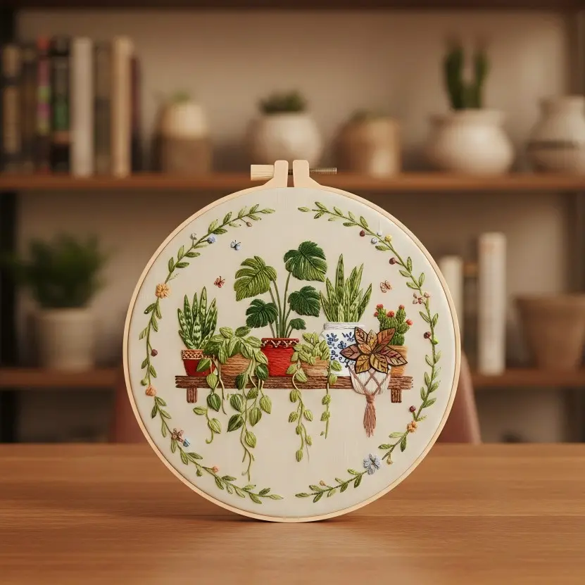 Beginner Embroidery Kit, Spring Bonsai Pattern, Embroidery Patterns, Plant Theme Cross Stitch Set, DIY Embroidery Lover, Embroidery Craft, Includes Cotton Fabric, Thread, Needle, Instructions