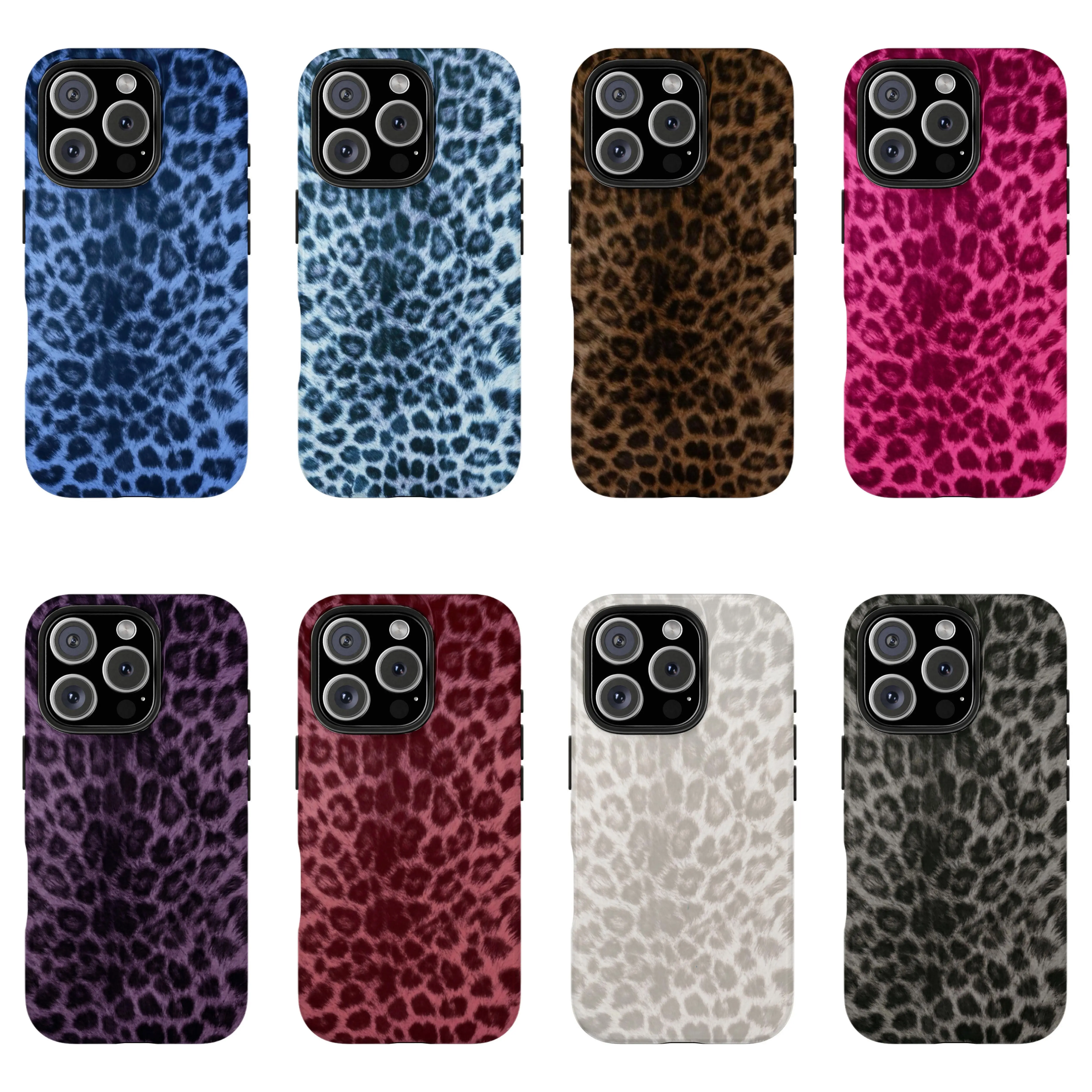 Leopard Print Tough Phone Case, Stylish Protective Cover Hard Case Tough 2-piece Phone Case For iPhone 17 16 15 14 13 12 11 Pro Max Air Compatible with Samsung Galaxy S26-S21
