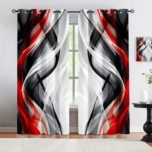 Luxurious Dreamy Striped Half-Blackout Curtains, 2-Piece Set, 2D Flat Print, Polyester Material, Ideal for Bedroom and Living Room Decor, Home Decoration Curtain