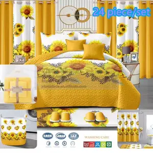 ️ Luxury 24 PCS King Bedding & Curtain Set – Full Room Décor  Transform your bedroom into a hotel-style suite with this complete 24-piece luxury king bedding set. This set includes everything you need for the bed, windows, and bathroom décor. Made from