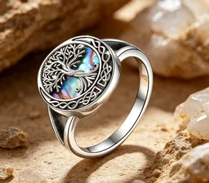 Celtic Knot Tree of Life Cremation Ring |   Ashes Jewelry Genealogy Souvenir Forever in My Heart Unique Shell Ring for Women Men