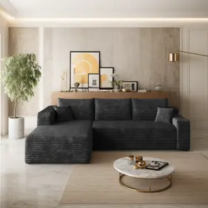 Eyisean 94" Corduroy Upholstered Boneless Couches with Chaise, L Shape Modular Sectional Sofa with Deep Seat, Modern Cloud Sectional Fluffy Couches for Living Room/Office, No Assembly Required