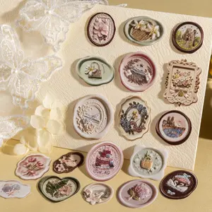 Vintage Wax Seal Stickers Pack of 30, Art Stickers, Creative Embossed Deco Tapestry for Handmade Albums & Journals, DIY Craft Scrapbooking Decorative Adhesive
