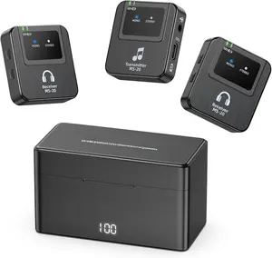 in-Ear  MS-20 , 30H  Life with Box, 2.4G IEM System 1Transmitter 2 Receivers Auto-Pairing,OTG Support,One to More, in-Ear  for Studio,Live,Singer,Band