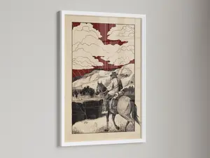 Red Dead Redemption Frontier Horizon Poster, Arthur Morgan Vintage Illustration, Classic Western Gaming Wall Art, Unframed Print Only