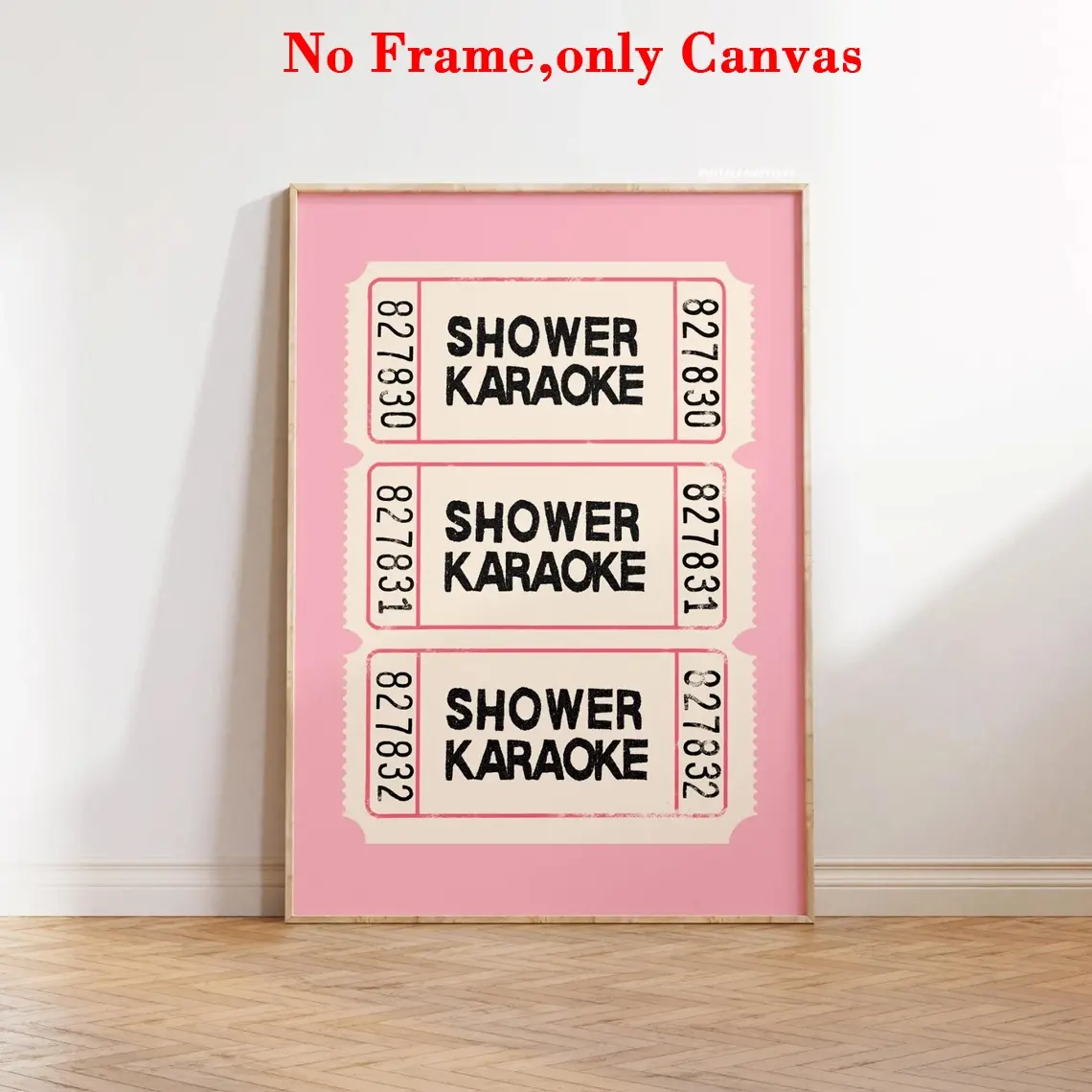 1 PC, Canvas Art And Prints For Walls, Modern Art Design wall art, Frameless design, bathroom poster, shower karaoke wall art print, pink bathroom print poster, home decor, unframed, Vibrant Print