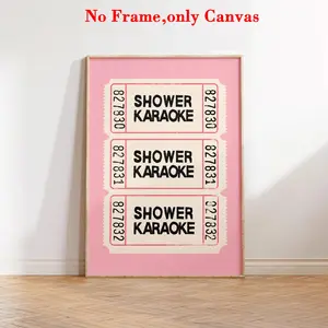 1 PC, Modern Art Design wall art, Frameless design, bathroom poster, shower karaoke wall art print, pink bathroom print poster, wall art digital print shower karaoke, poster girly wall art pink, home decor, unframed