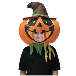 Pumpkin Bobblehead Inflatable Mask - Orange - Costume Accessory - Adult