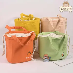 Orange Avocado Lemon Peach Insulated Lunch Totes, Keep Warm, Drawstring Bag for Work,Woman Gril Kids,Birthday Gifts,Back to school Saving