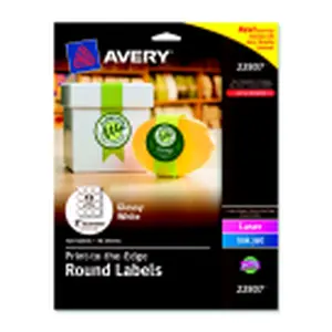 Avery 2 in. Dia Premium Easy Peel Oval Self-Adhesive Label, Glossy White, Pack 120