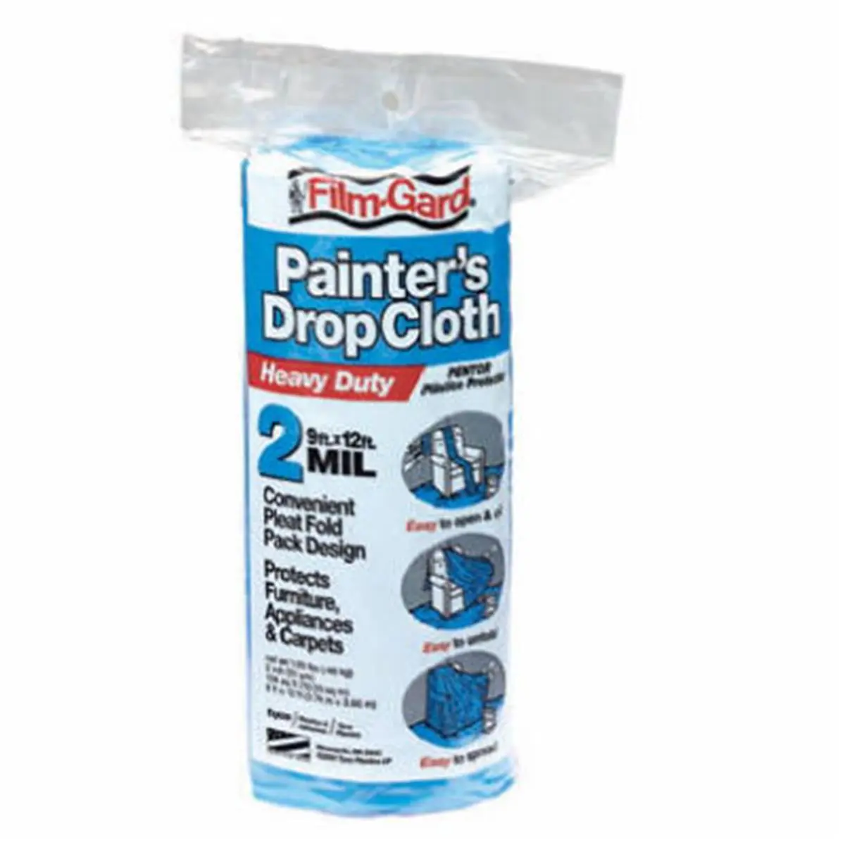 212 MAIN Blue Medium Duty Embossed Cloth Drop Cloth - 9x12 ft, Slip-Proof, Pleated Pack, Easy Opening & Spreading, Floor/Hallways Protection, 1.74 lbs, 3x60 ft, Berry Plastics 626234
