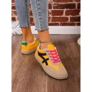 (New)Women's Fashionable Lace Up Low Top Sneakers, Casual Comfortable Sports Shoes for Daily Wear, Female All-match Round Toe Shoes for Daily Wear